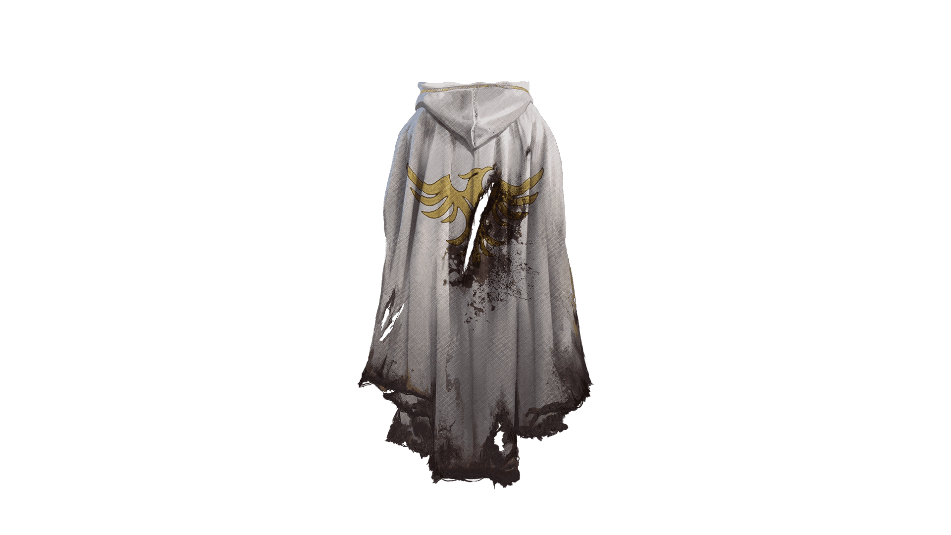 A dirtied white cap with a golden bird brands the mark of a lethal blow on the back.