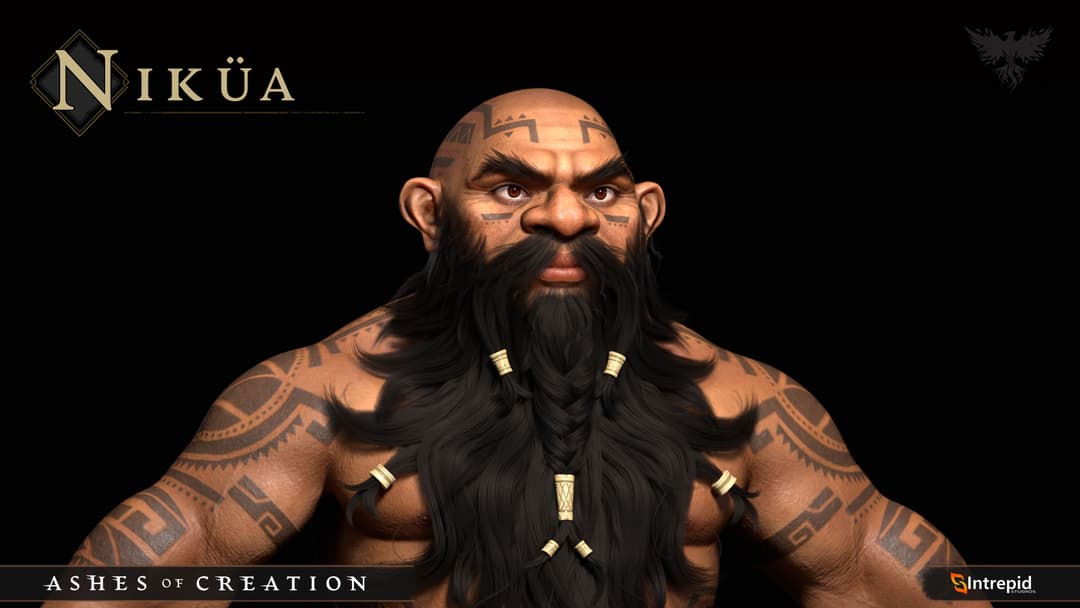 A headshot image of a male Niküa with a large beard