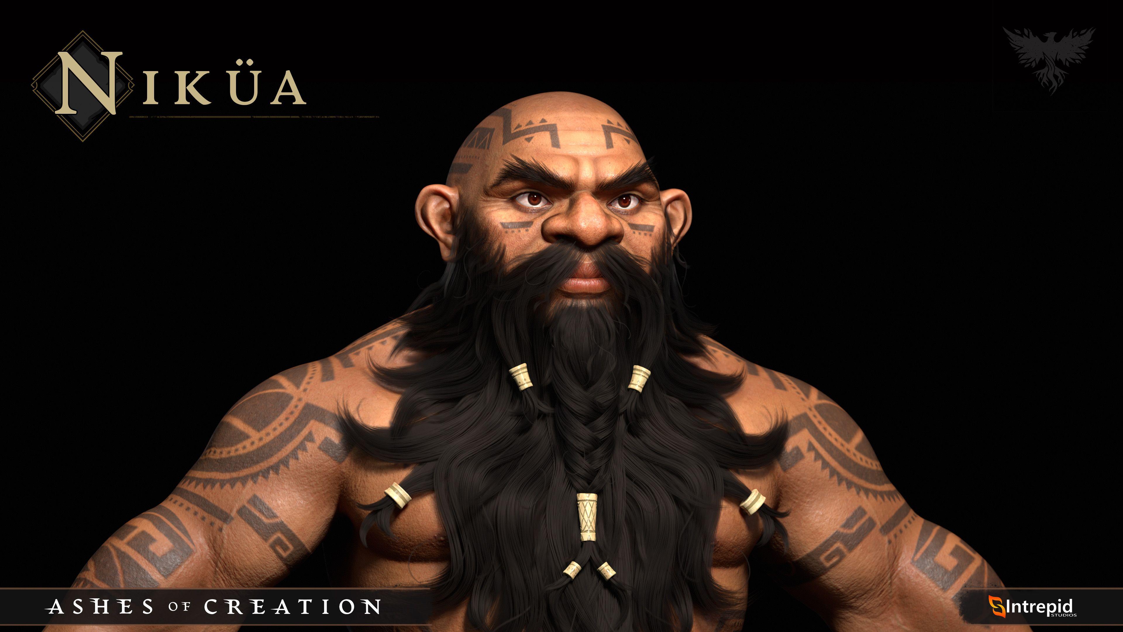 A headshot image of a male Niküa with a large beard.