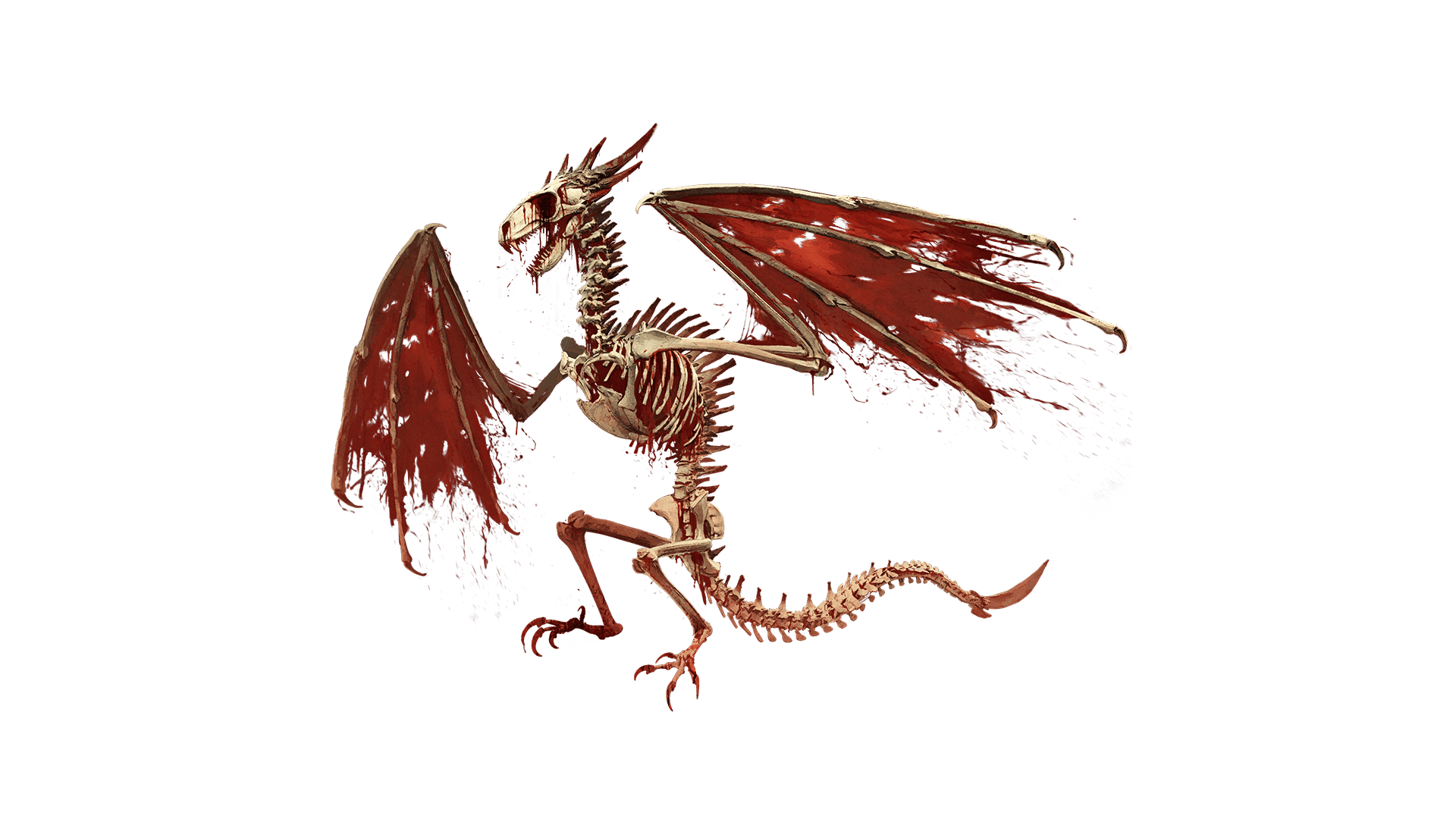 This standalone image of the Sanguine Siphoner pet skin. This skin is of a skeletal dragon with blood dripping off of it and red torn wings