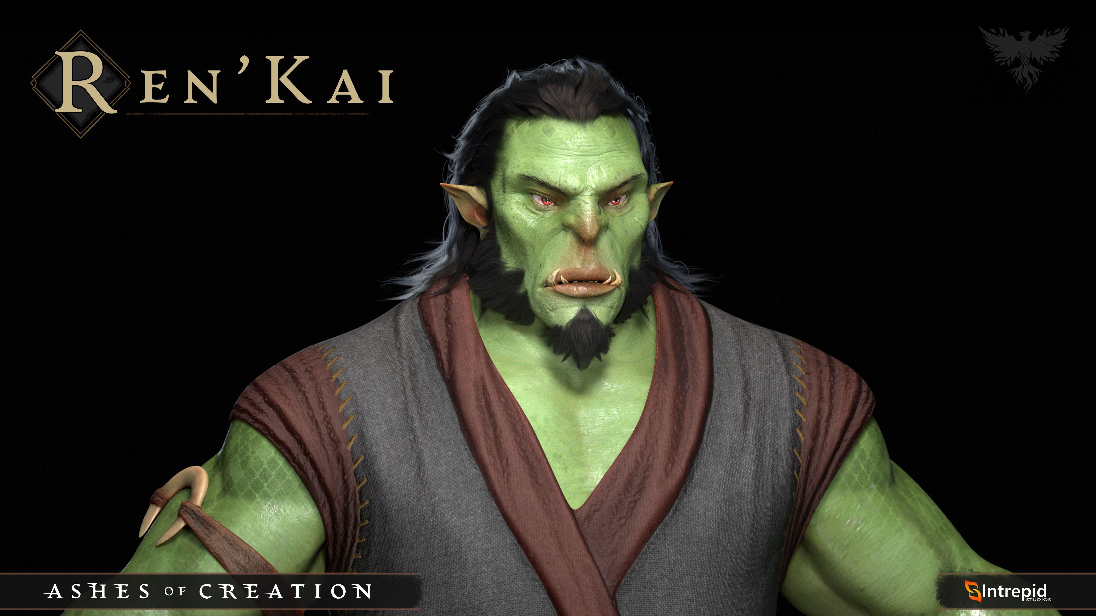 A headshot image of a male Ren'Kai wearing ornate cloth armor.