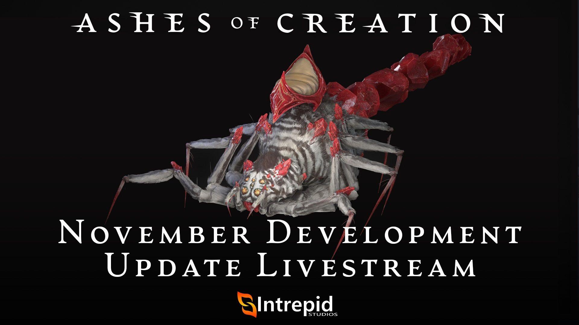 A hairy scorpion spider like creature with white and grey strips and a long tail made of rubies behind it and a mount of its back