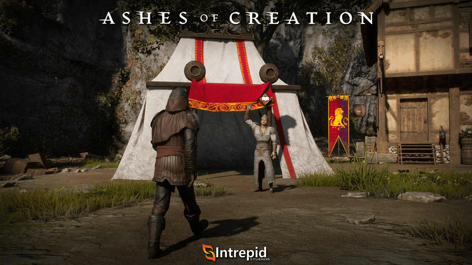 A player character approaches a quest-giving NPC.