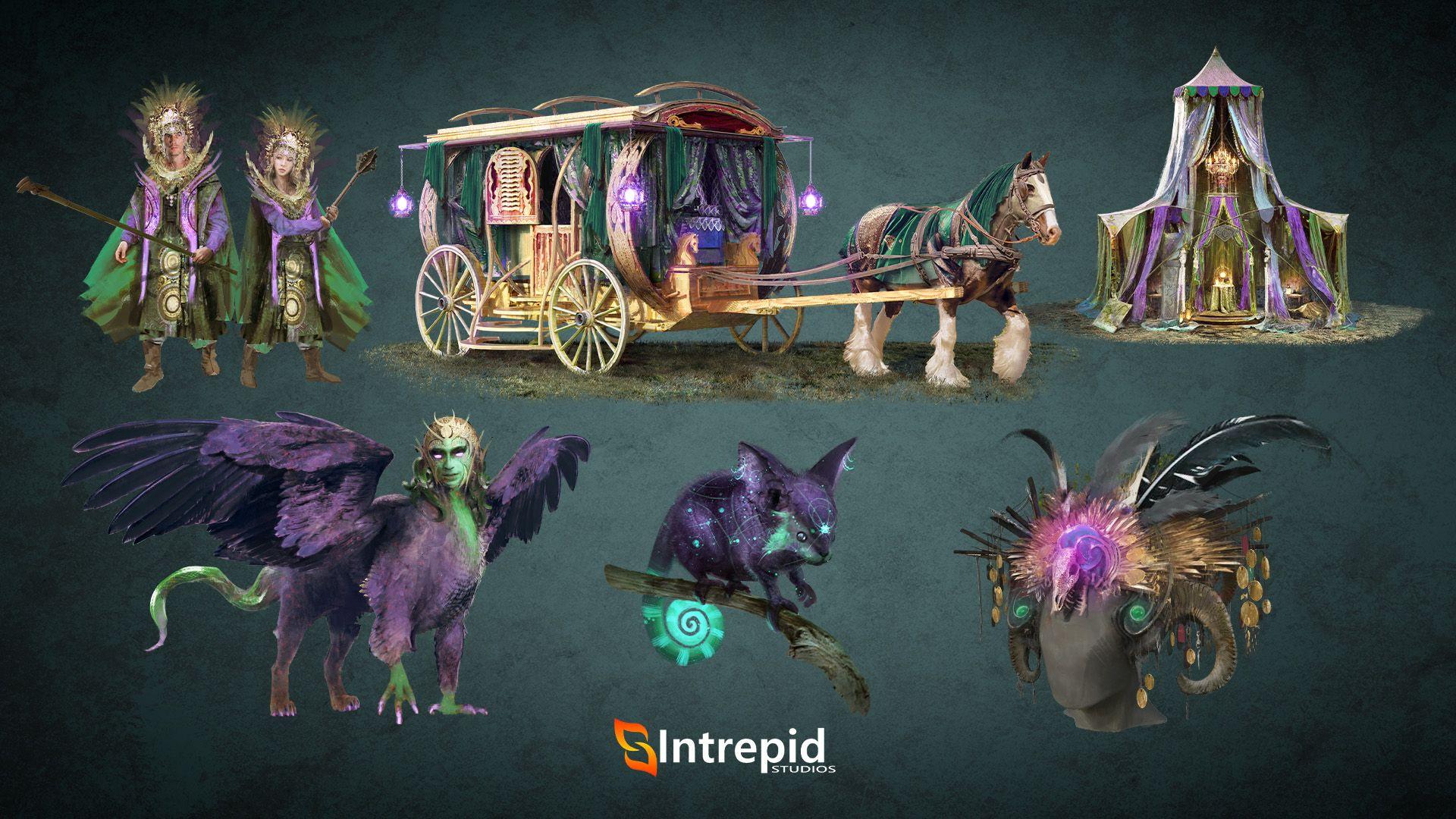 Green background with an array of images included in the realm of the weakness pre-order packages