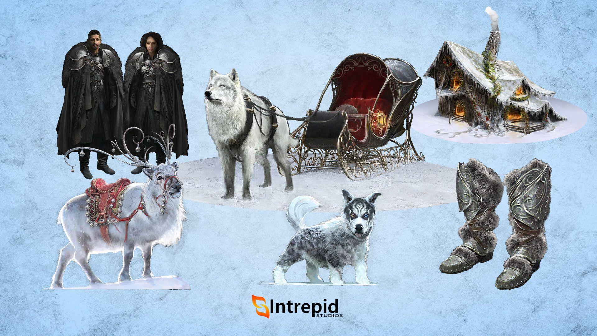 Blue white background with an array of images included in the rime and regal pre-order packages