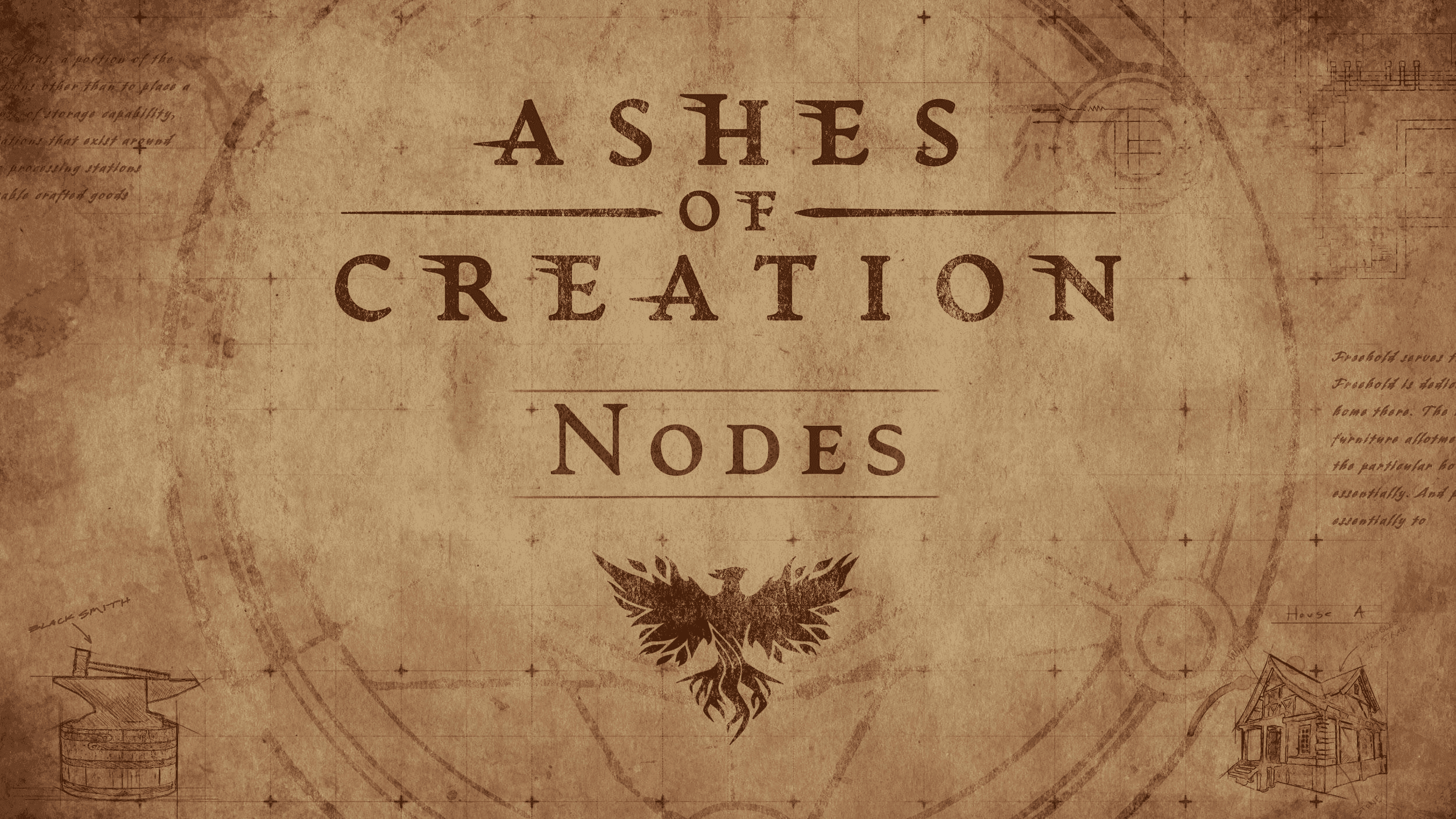 Piece of parchment  with Ashes of Creation text and the phoenix logo