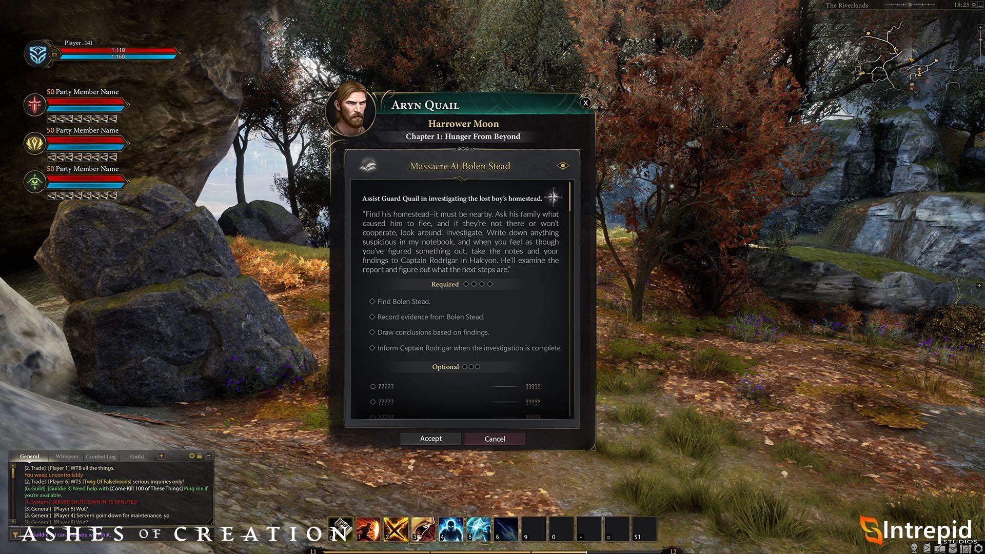 Image of a quest modal in the game