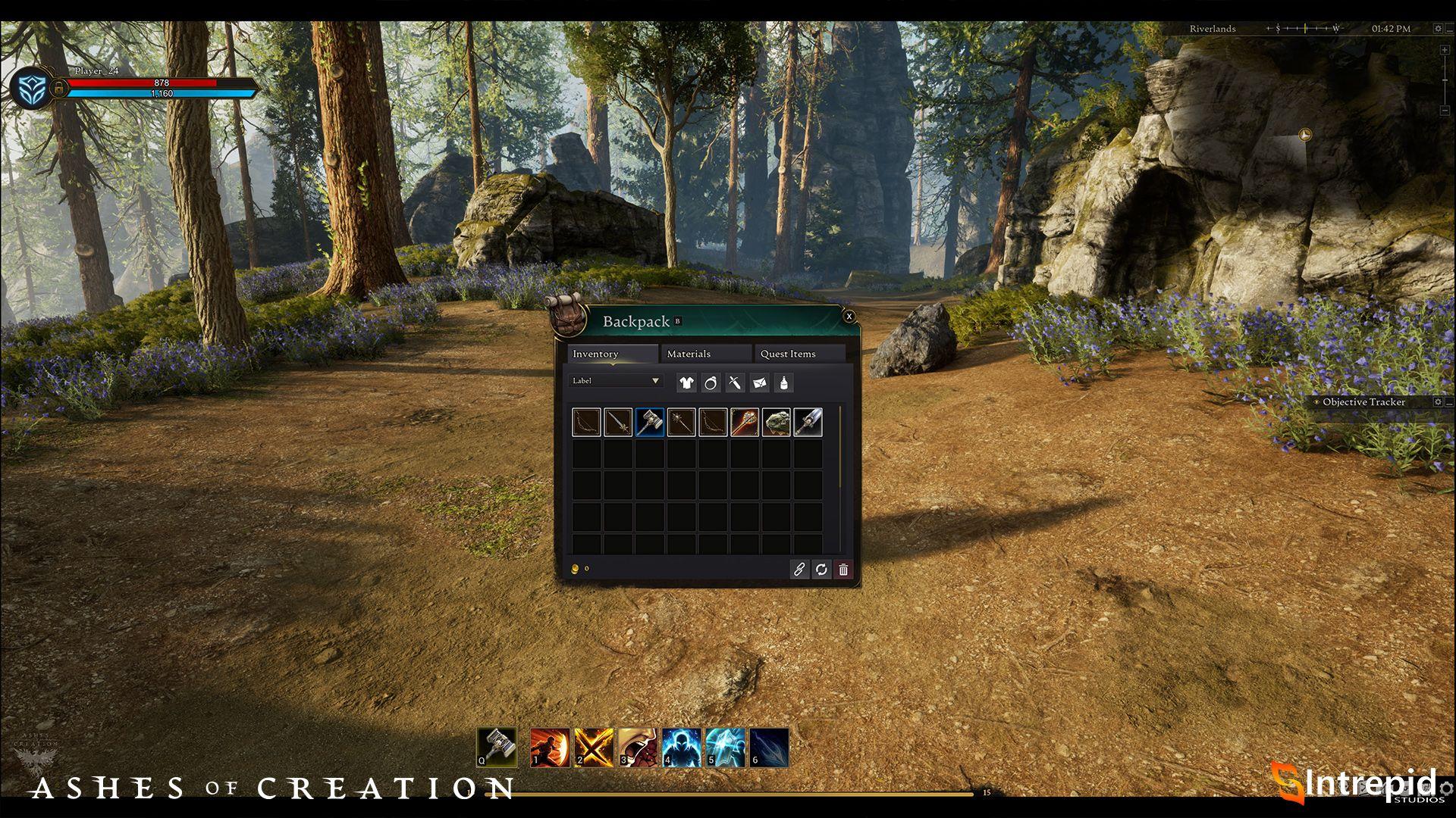 Image of a backpack modal in the game