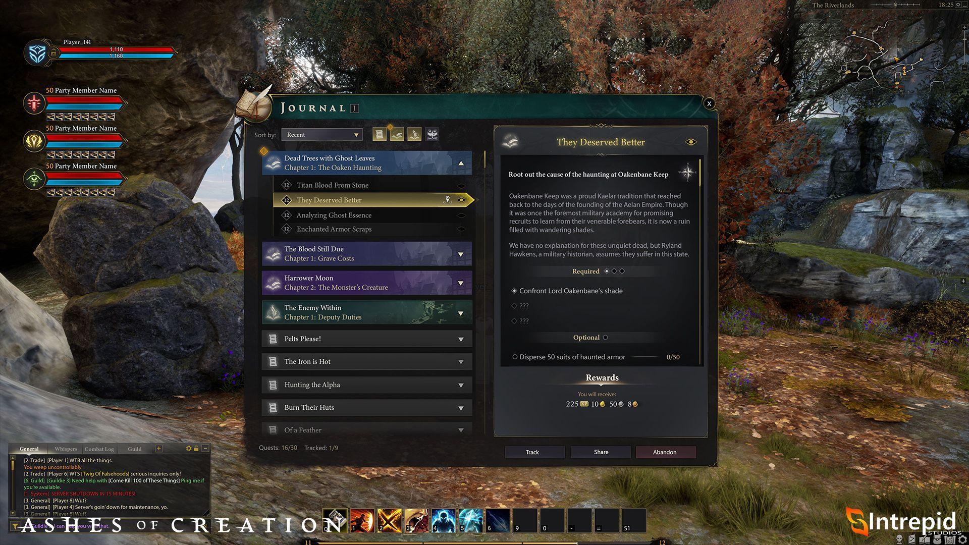 Image of a journal modal in the game