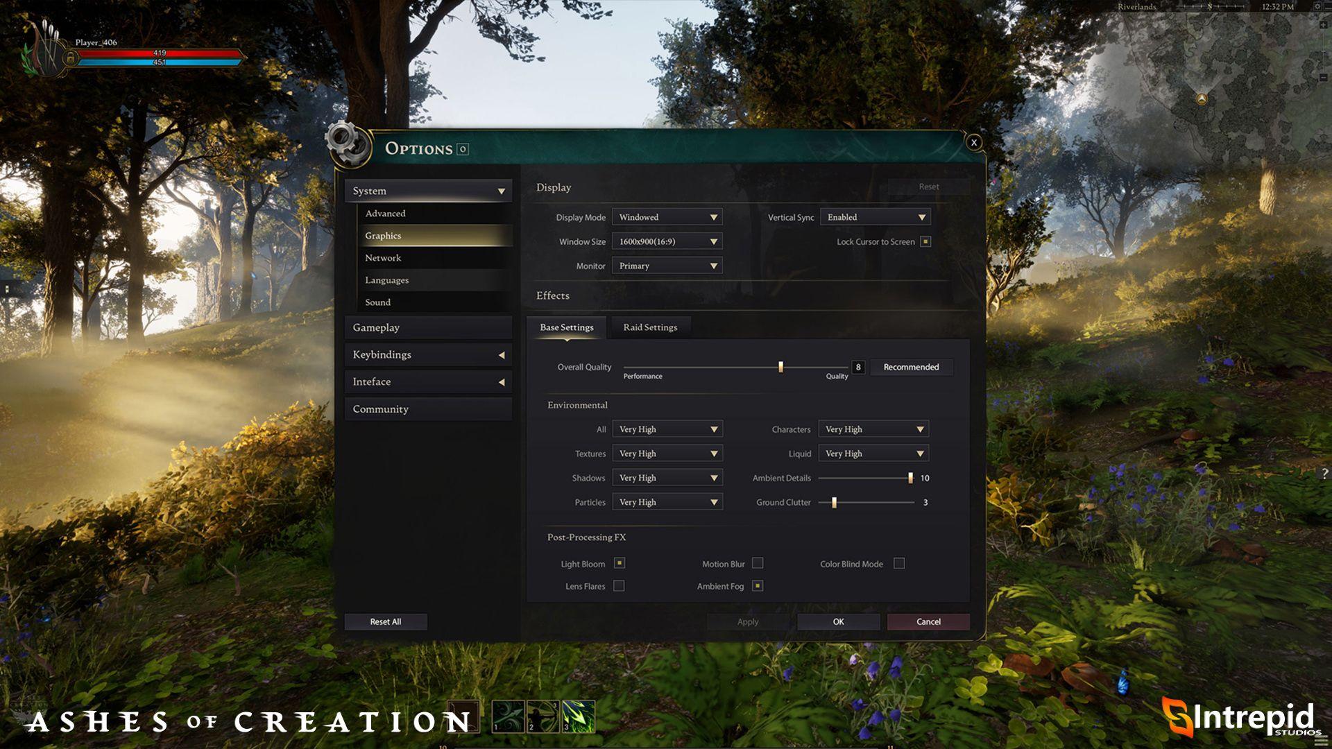 Image of a options modal in the game