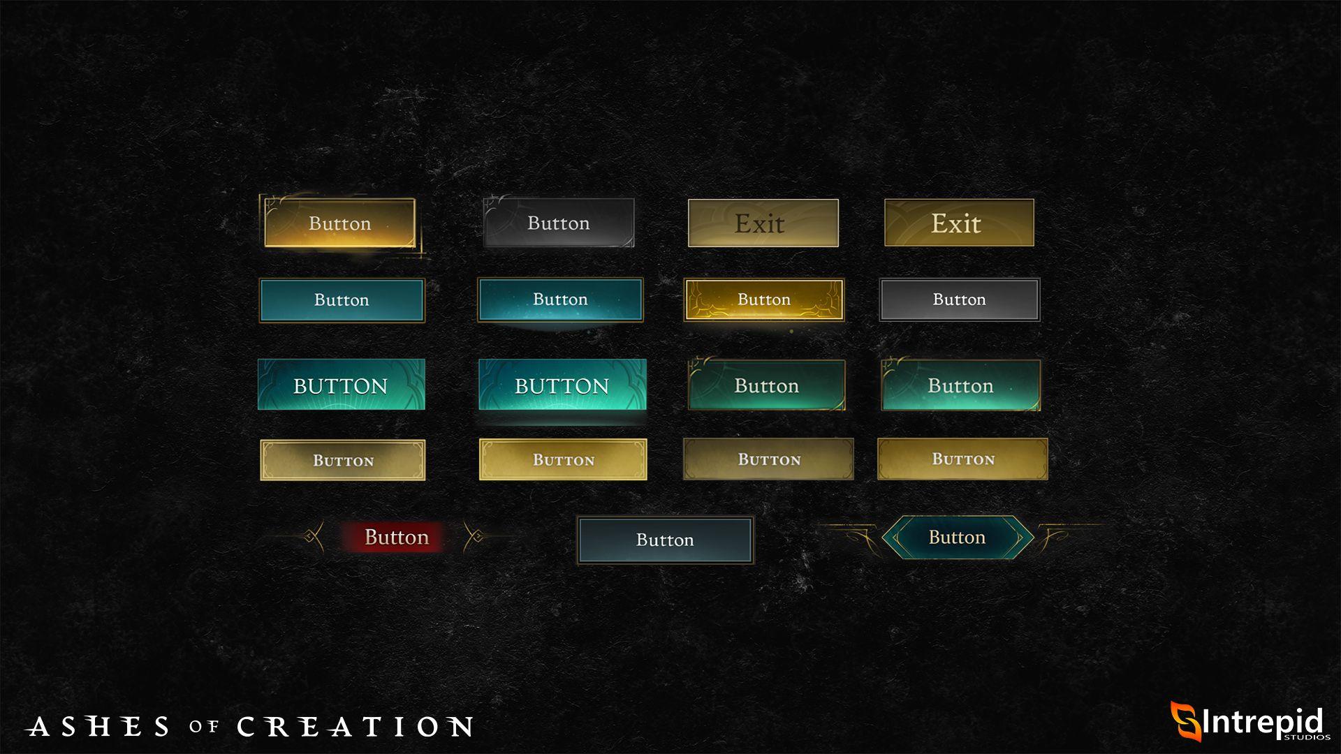 Design explorations for different button styles in the game