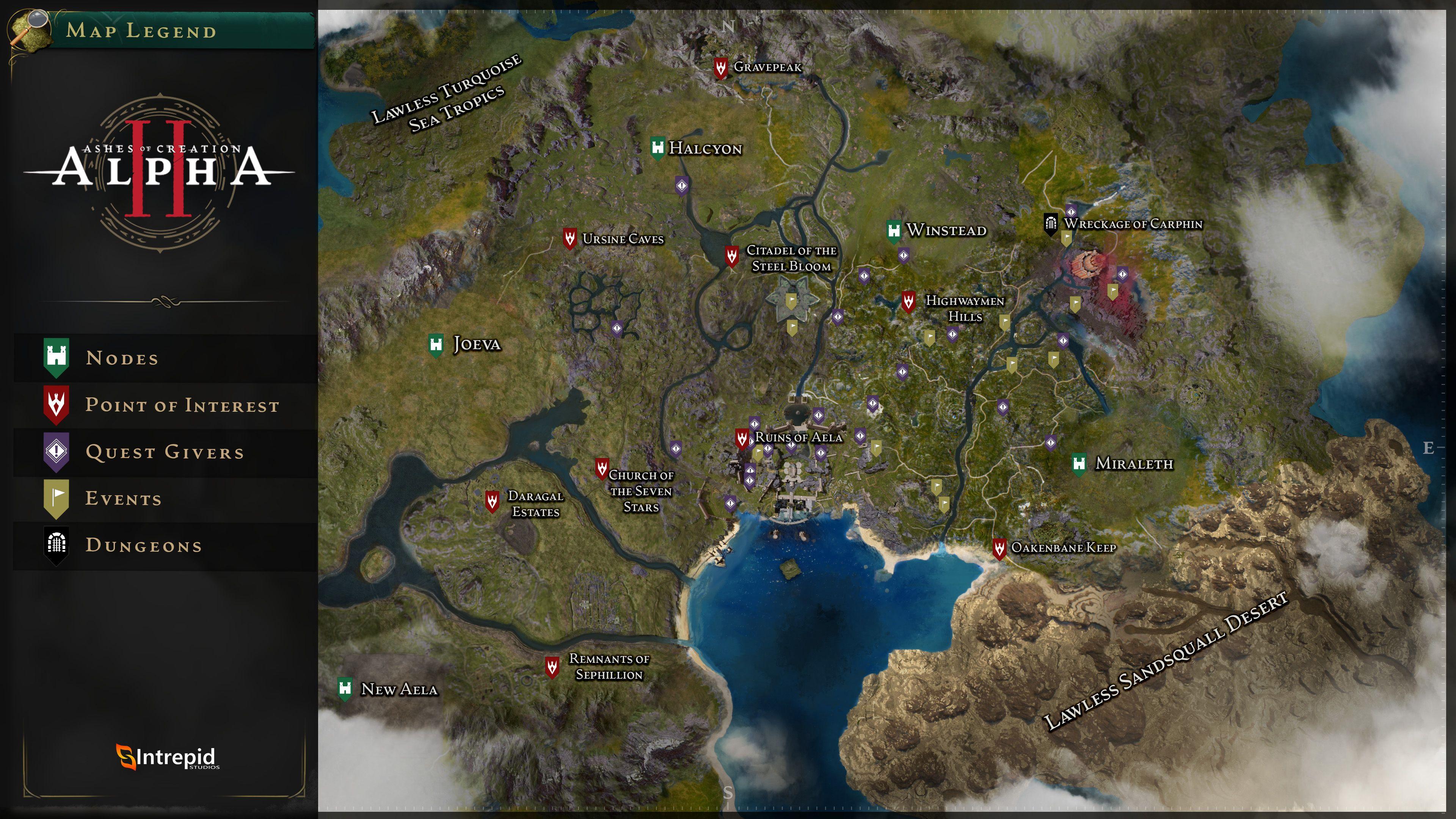 Aerial view of the river lands map available to players at the release of Alpha two.