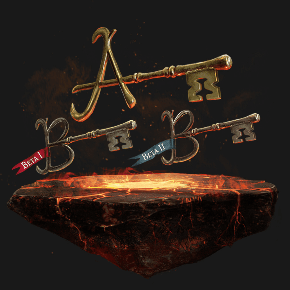 Imagery of an Alpha, Beta One, and Beta Two key. 