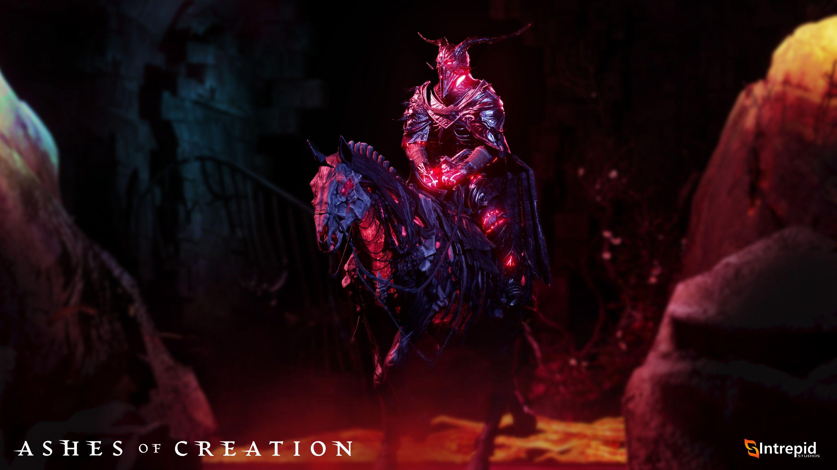 The Face of Sorrow cosmetic, riding an Ebon Omen mount. 