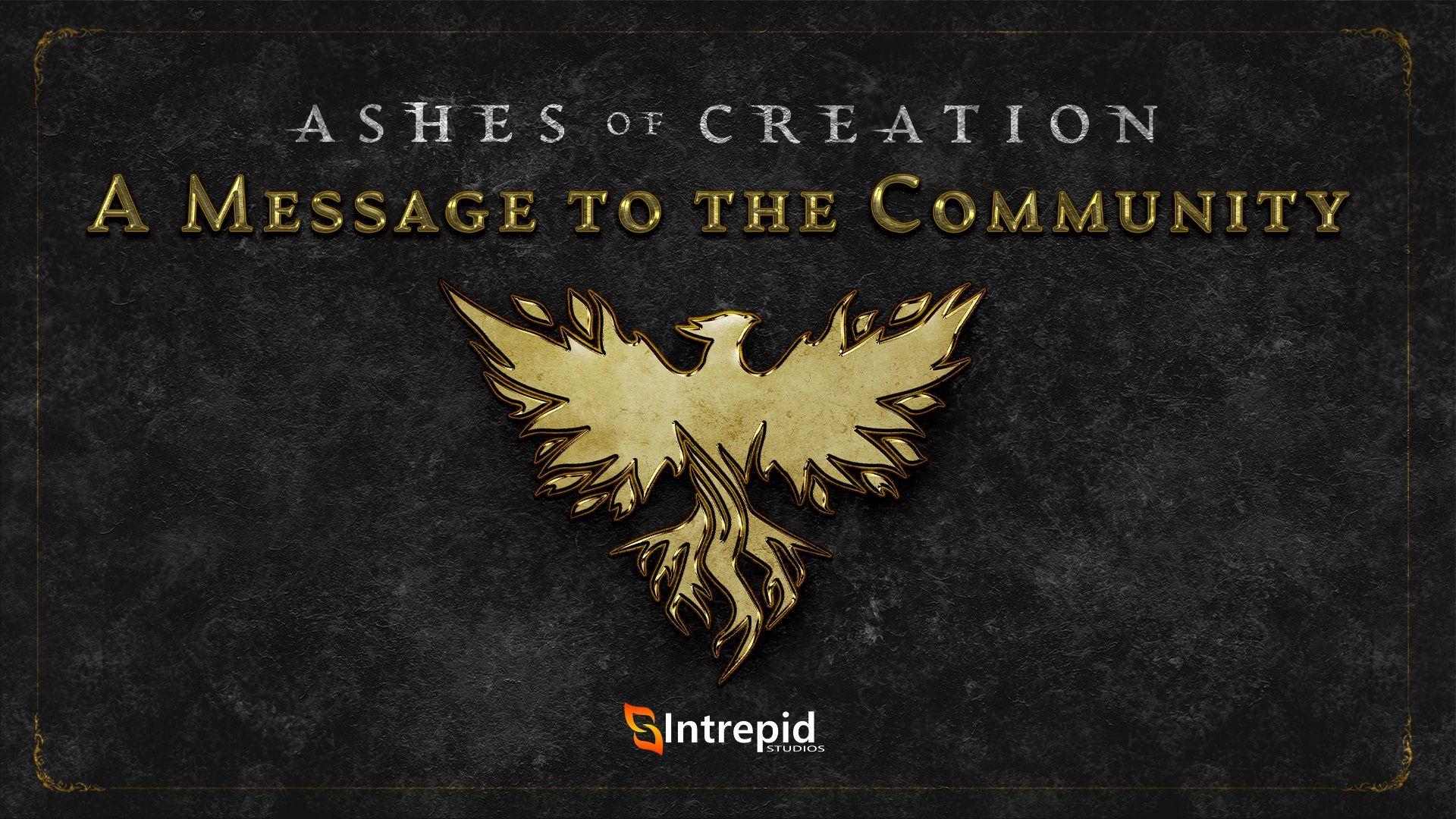 Golden Ashes of Creation phoenix in the center of a black background.