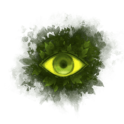 Green eye with trees in the background