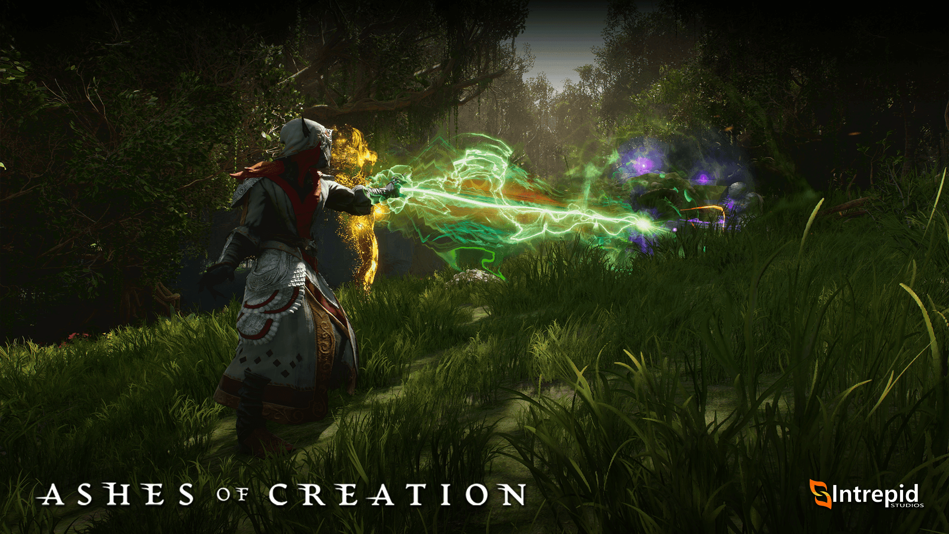 The Summoner using a spell to defeat a foe. 