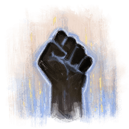 Fist shooting upward into the sky with motion lines surrounding it