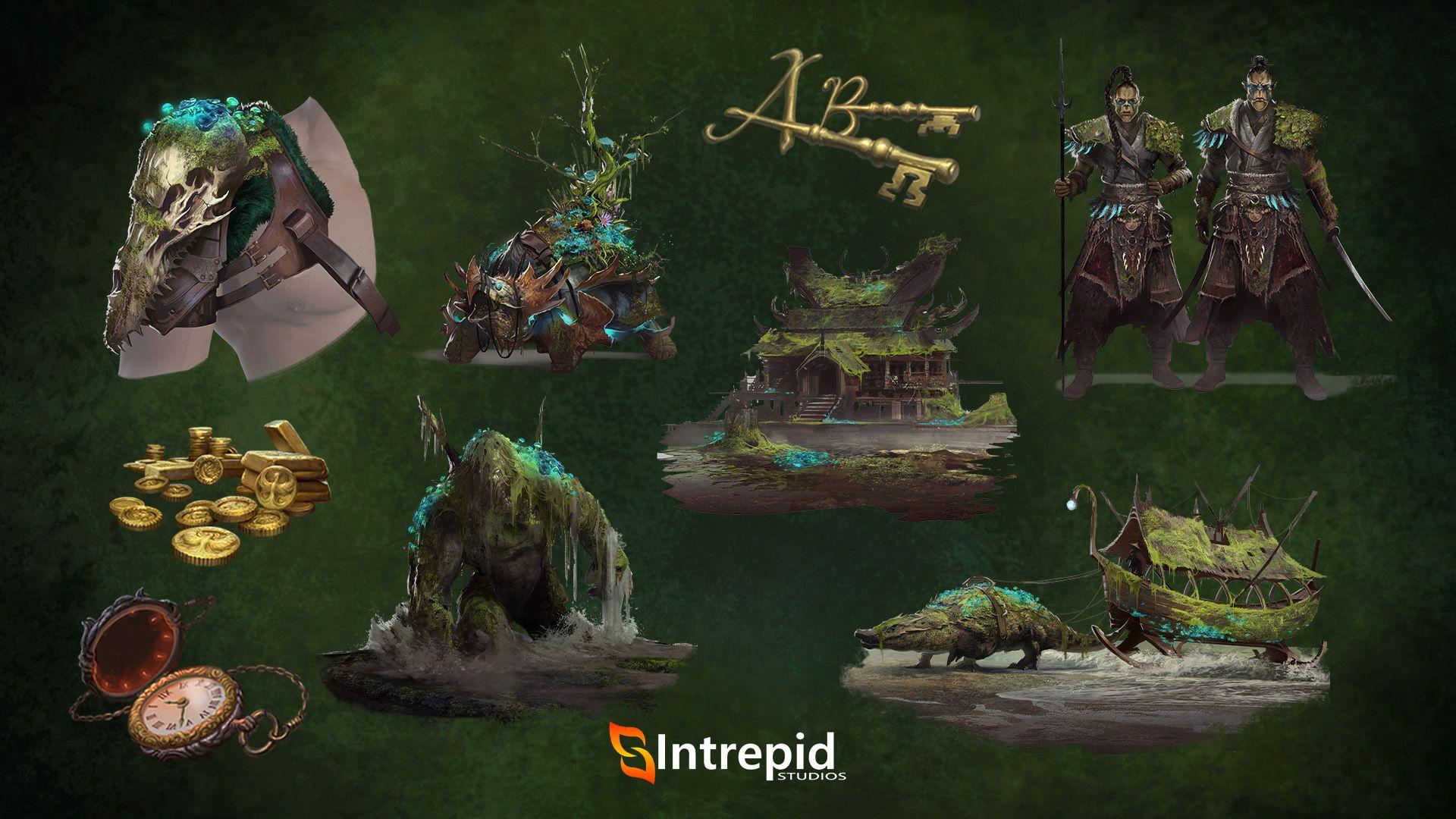 Green background with an array of images included in the might of the mulk pre-order packages