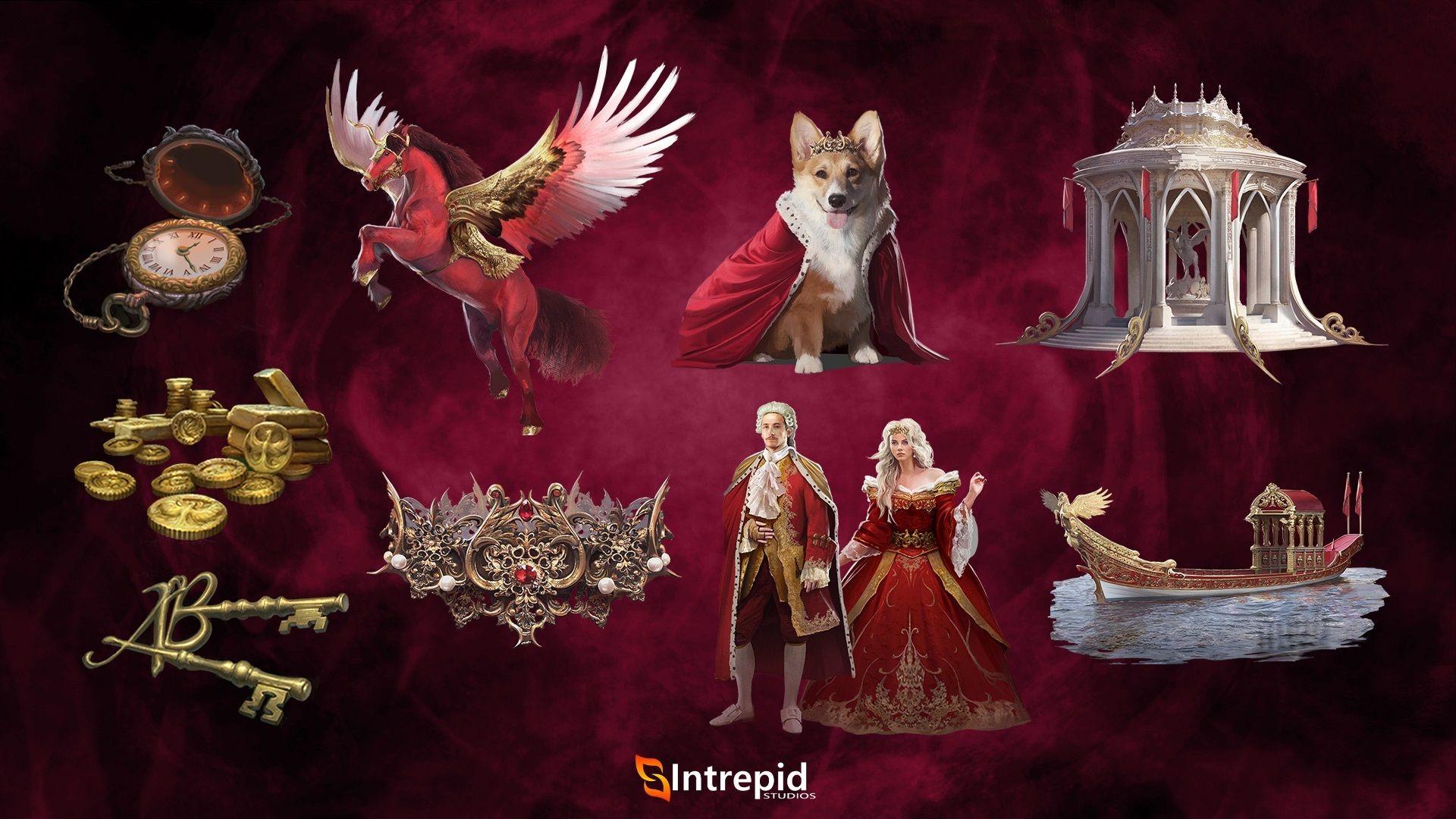 Red background with an array of images included in the unbreakable bonds pre-order packages