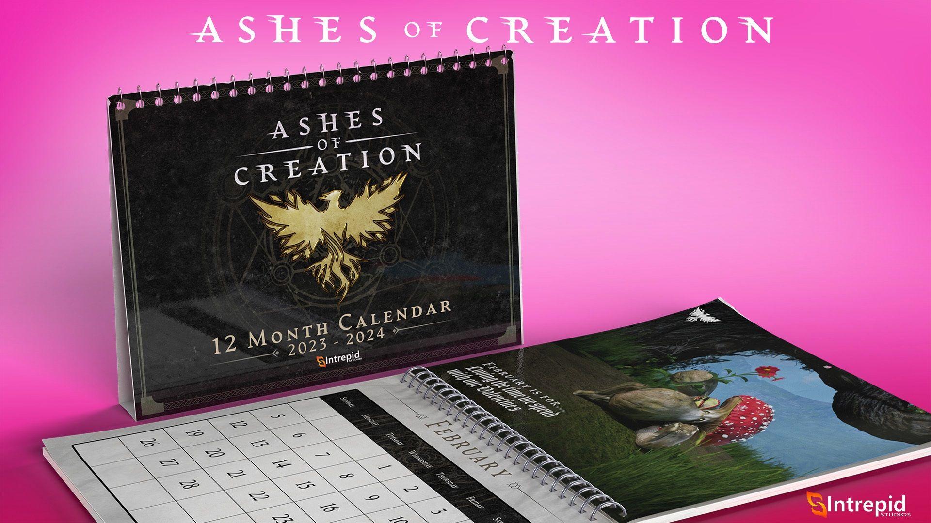 Pink background with an Ashes calendar with one standing upright and another one open in front of it.