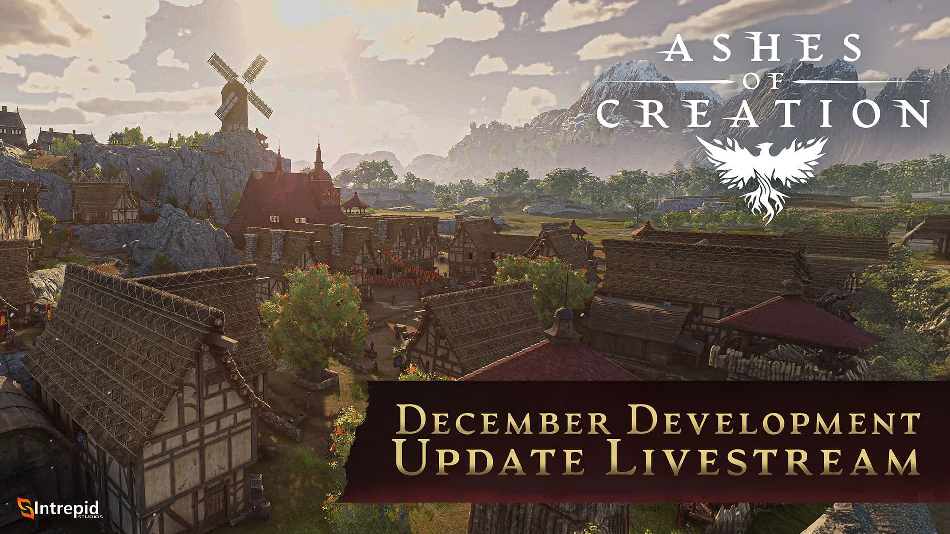 An Image of a settlement with a bright sun in the sky