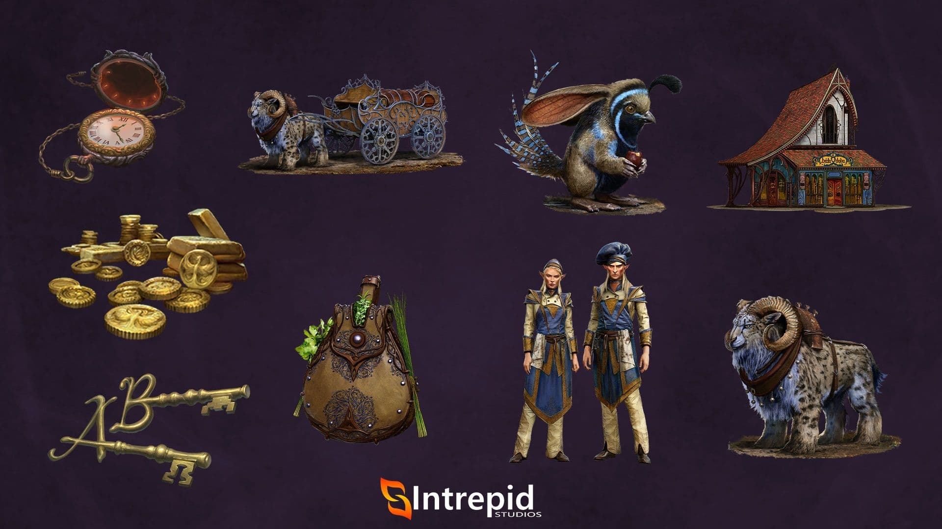 Purple background with an array of images included in the secrets of flavors of fellaren pre-order packages