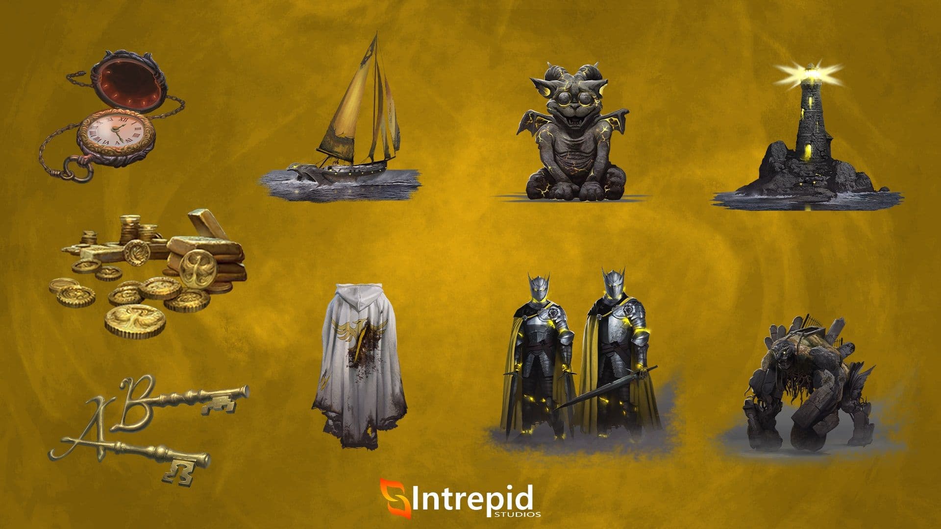 Yellow background with an array of images included in the dying of the light pre-order packages