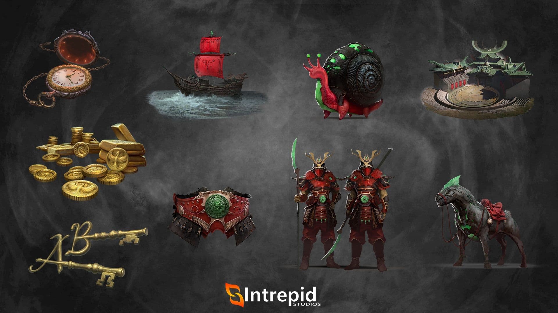 Black background with an array of images included in the coliseum's favored pre-order packages