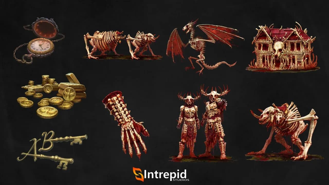 Black background with an array of images included in the unseen order pre-order packages