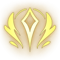 the symbol of the cleric, a yellow glowing diamond is flanked by magic wings