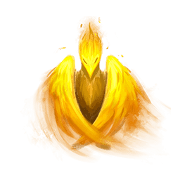 Phoenix glowing with both it's wings encircled in front of it