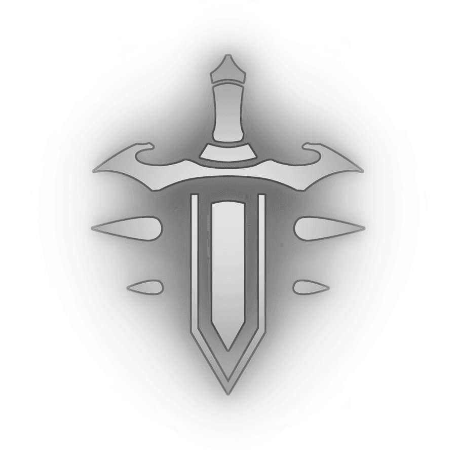 the symbol of the fighter, a white glowing sword pointing