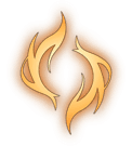 symbol of the summoner, a glowing orange circle made up of flame-like tendrils extending up on the left and down on the right
