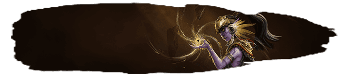 Vek Summoner looks down at their palm which holds a glowing yellow swirl of energy