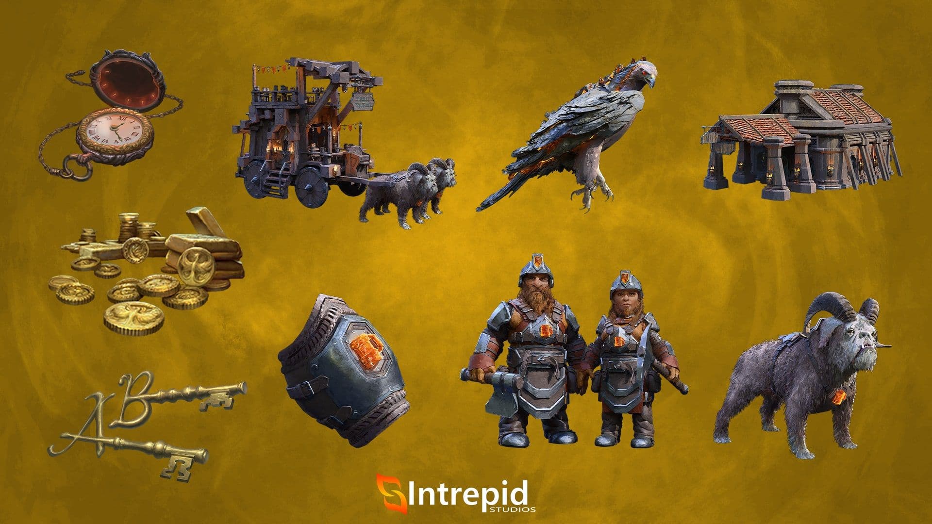 Yellow background with an array of images included in the unbreakable bonds pre-order packages
